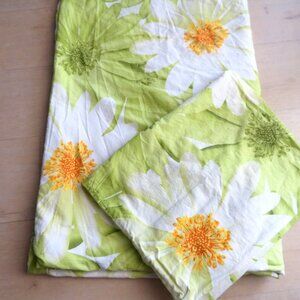 Twin Duvet Cover Set Green White Daisy Floral Pattern Zipper Closure